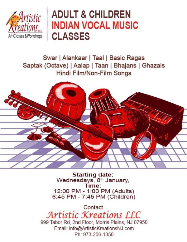 Indian Vocal Classical & Light Music Classes – Artistic Kreations LLC